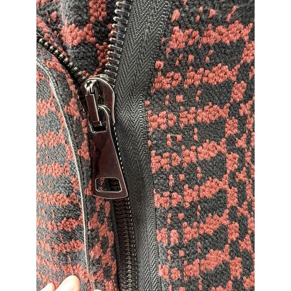 Tracy Reese Anthropologie Motto Zip Tweed Leather Trim Red Black Jacket Blazer 2 - Picture 5 of 16